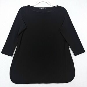 Sympli Top Womens 6 Tunic Lagenlook Travel Stretch 3/4 Sleeve Black Art to Wear